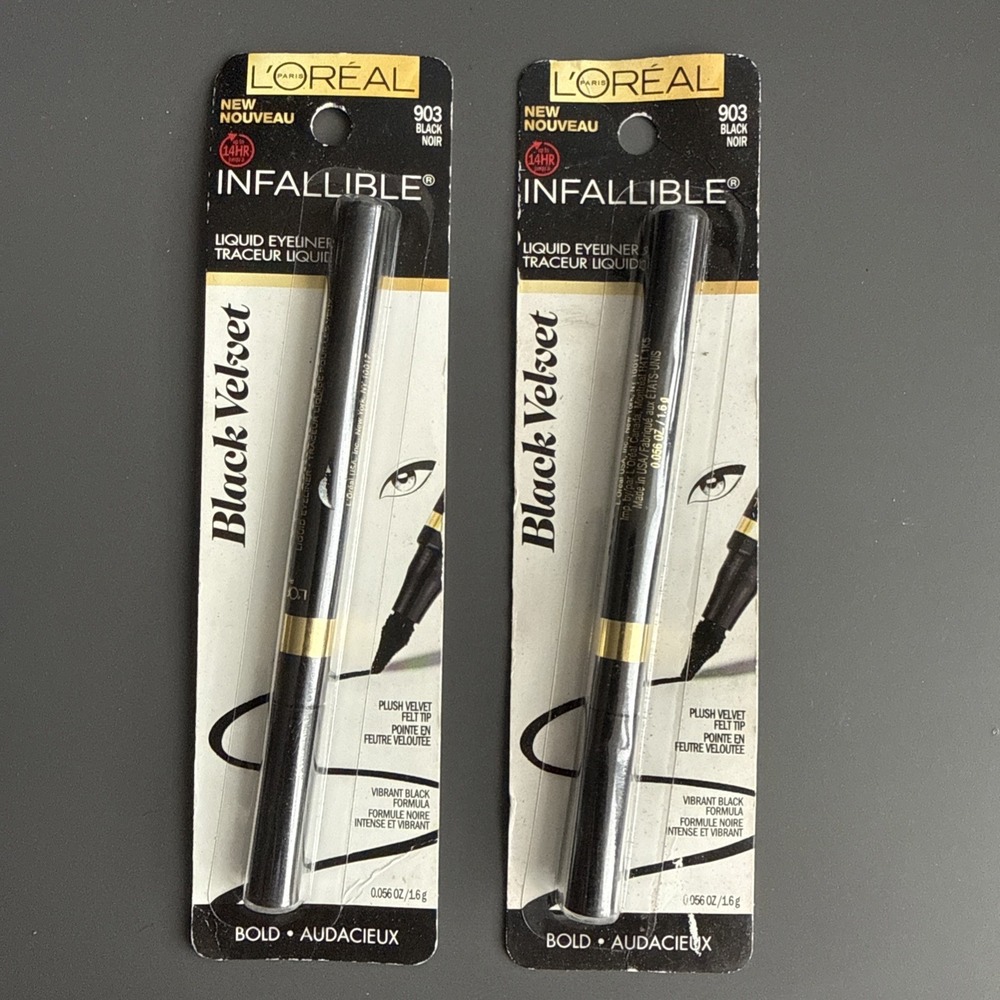Lot x 2 L'Oreal Paris Infallible Black Velvet Liquid Eyeliner - 903 Black